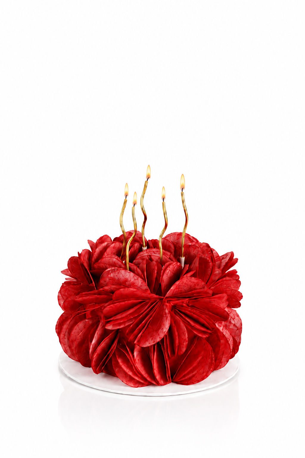 Deep red ruffled small celebration cake