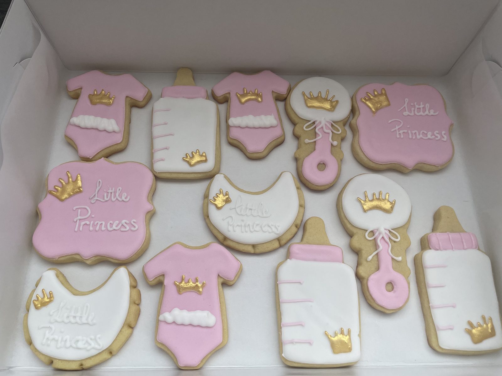 Baby onesie themed decorated sugar cookies