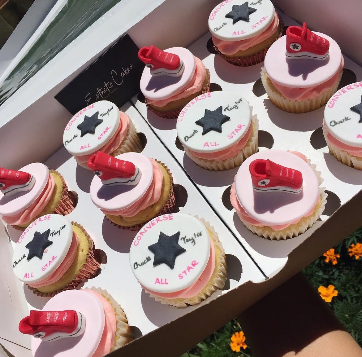 Colourful birthday cupcakes with stars and sprinkles